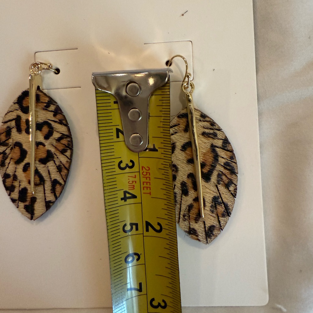 Marley Lilly Leopard Print Leaf Design With Gold Accents Earrings